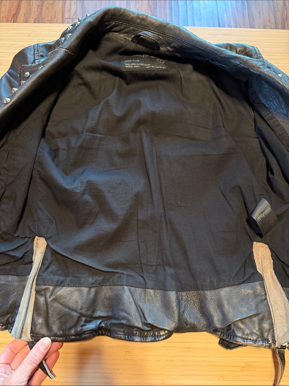 All Saints Studded Leather Biker Moto Jacket Black US 2 - Picture 10 of 14